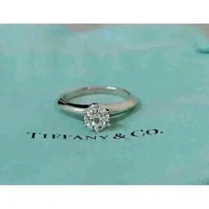 Tiffany & Co Platinum .72ct Round Brilliant Diamond Engagement Ring G-VS2 GIA